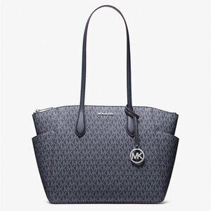 New Michael Kors Marilyn Medium Signature Logo Tote Bag Admiral